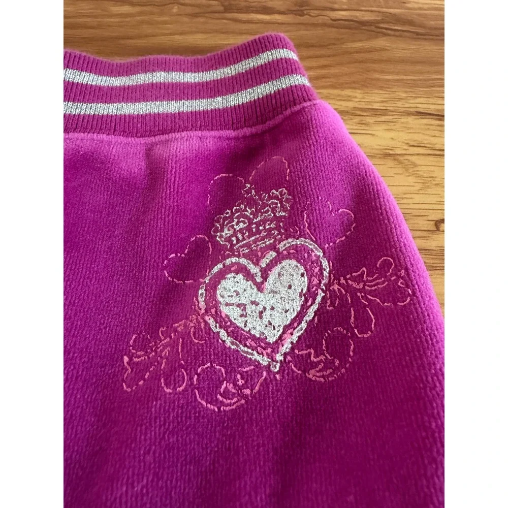 The Children's Place Girls Magenta Velour Y2K Pleated Skort Heart Size 14